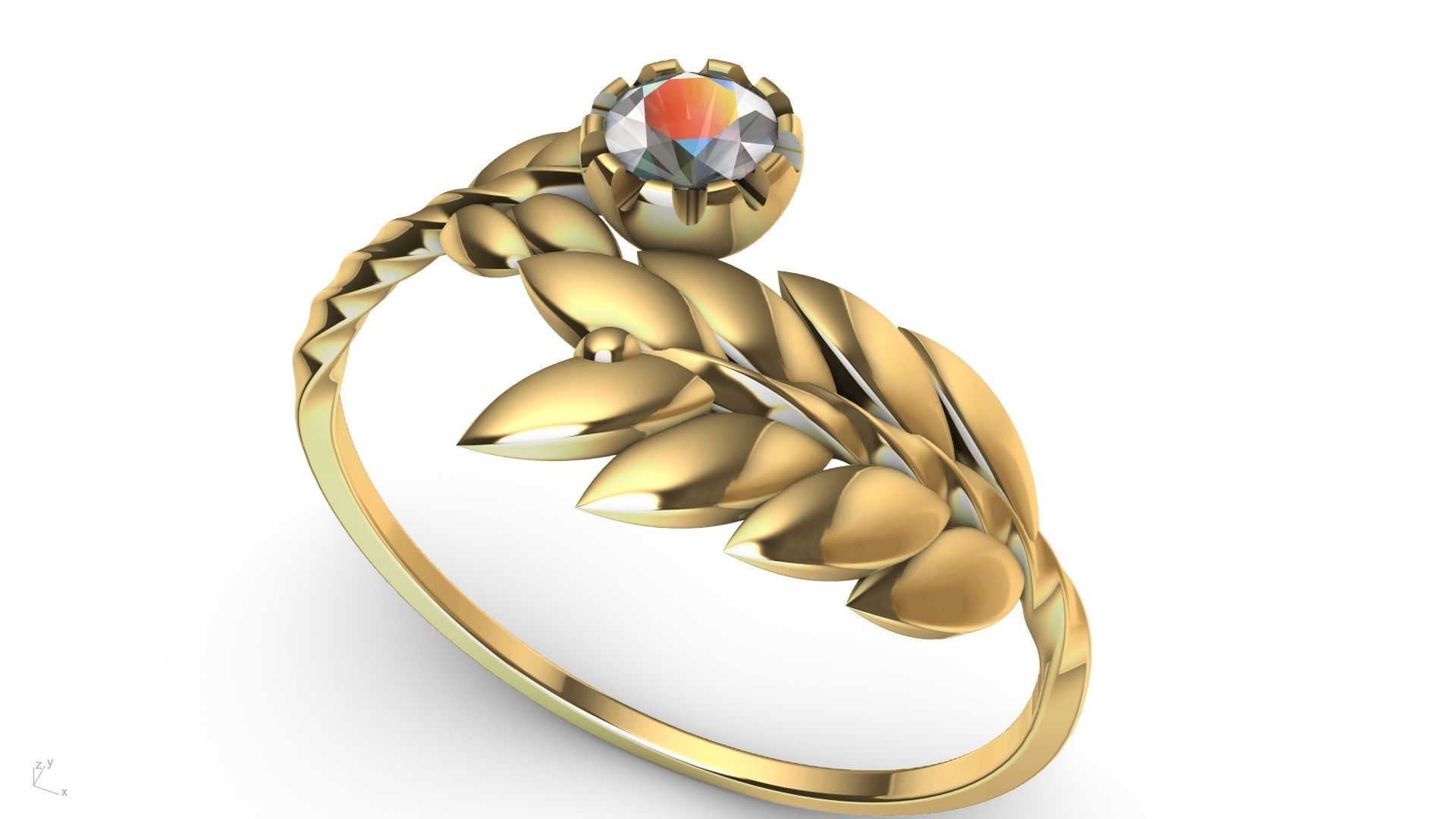 by pass leaf ring stl verified 3D print model_1