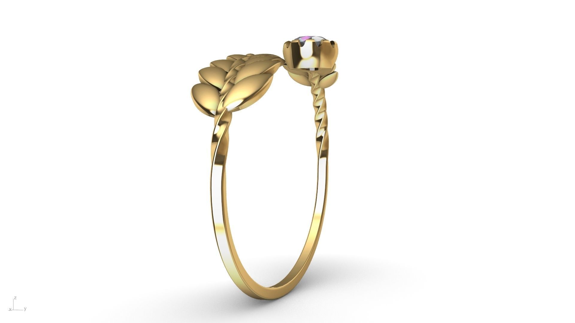 by pass leaf ring stl verified 3D print model_12