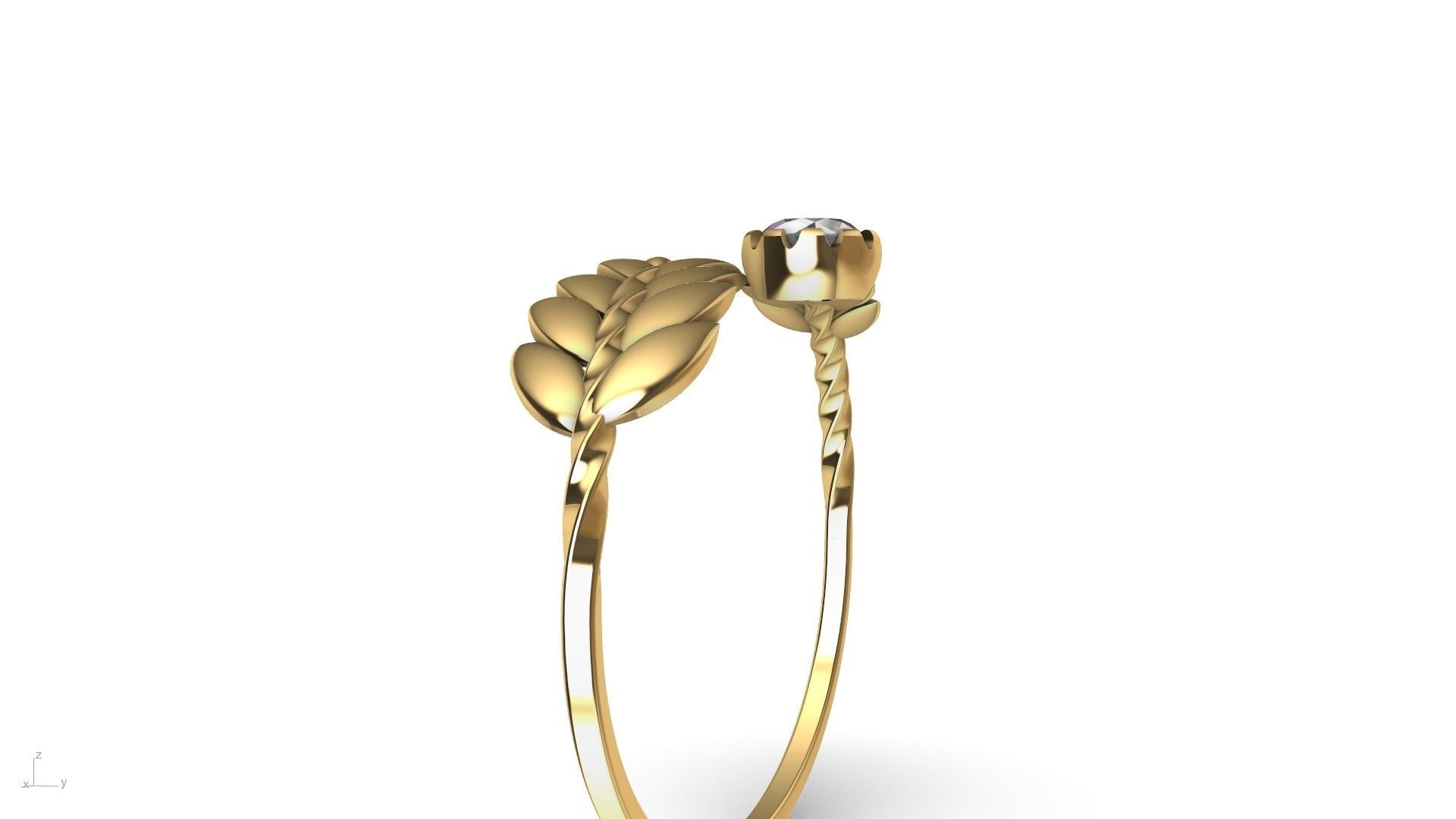 by pass leaf ring stl verified 3D print model_11