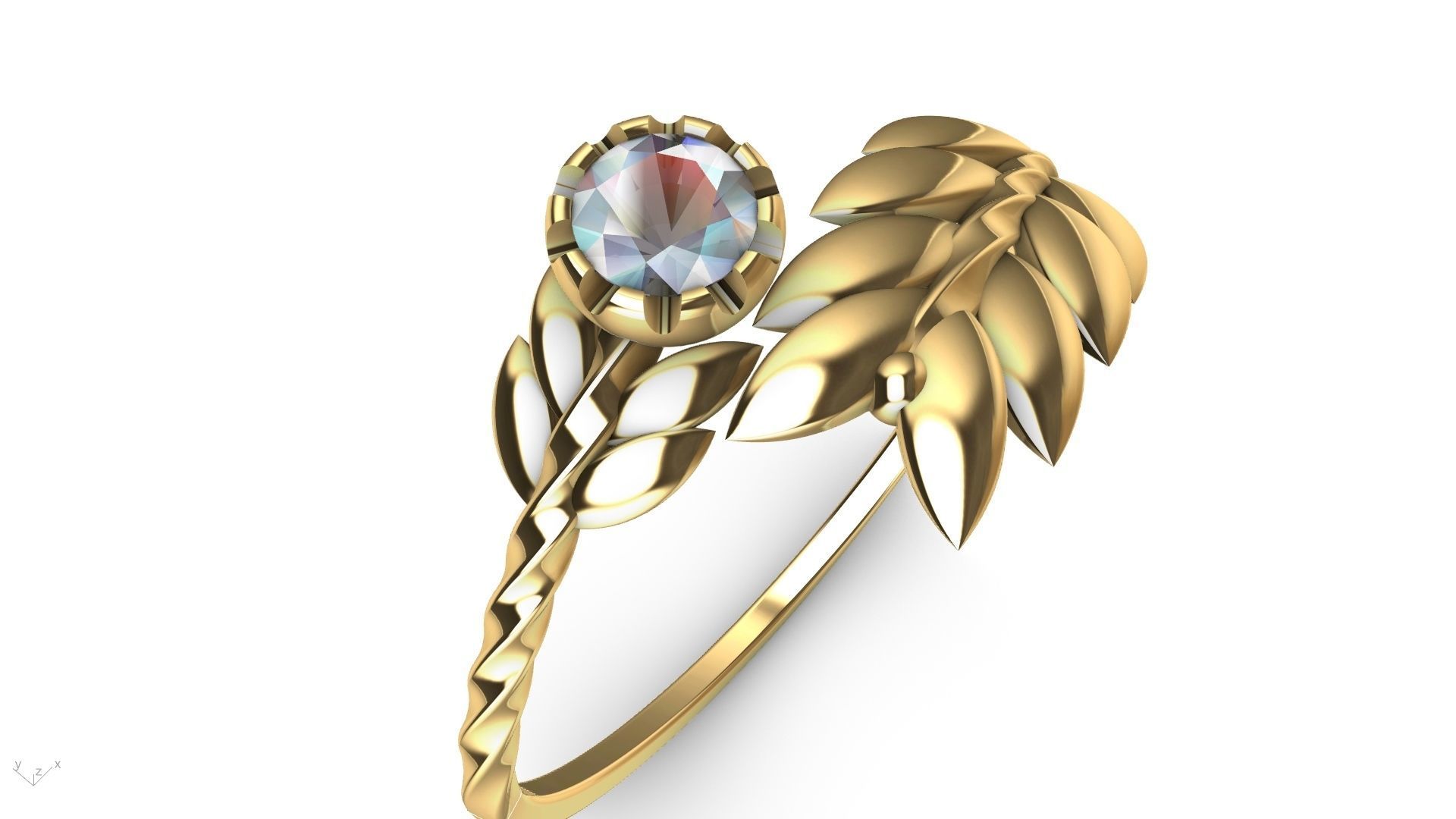 by pass leaf ring stl verified 3D print model_7