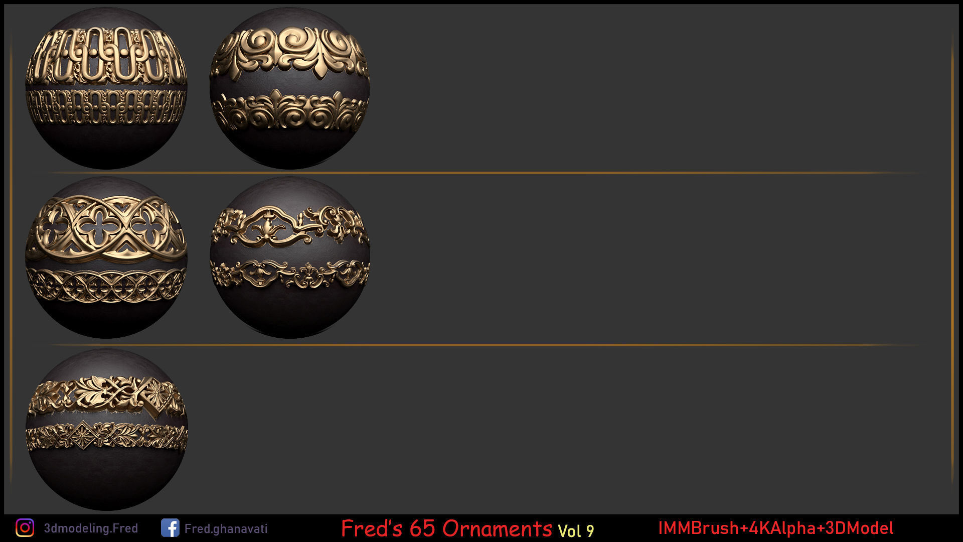 Fred ORNAMENT BRUSH- Vol 9 - IMMBRUSH-3DModels-Alpha Low-poly 3D model_5