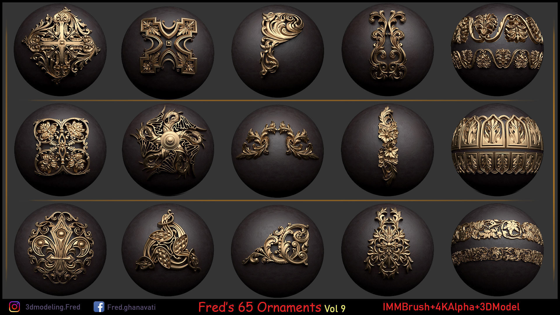Fred ORNAMENT BRUSH- Vol 9 - IMMBRUSH-3DModels-Alpha Low-poly 3D model_1