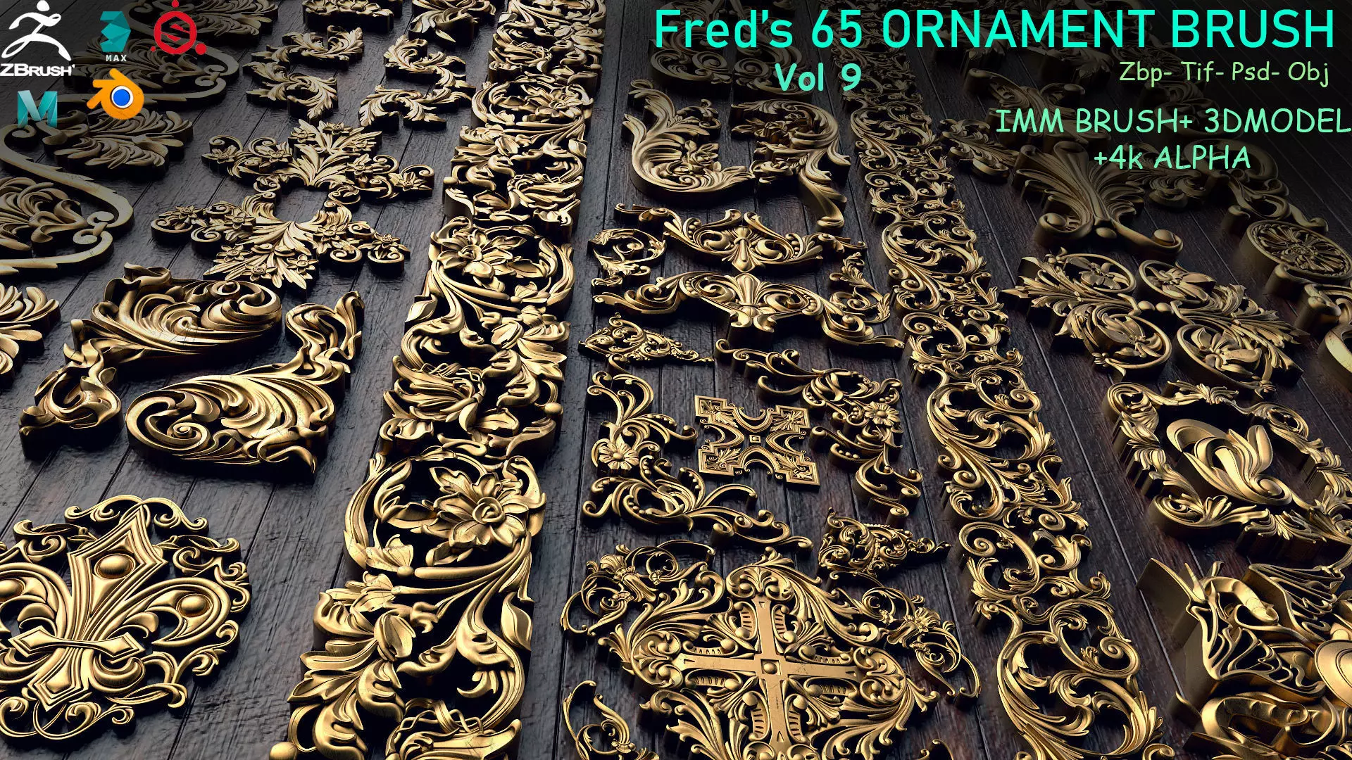 Fred ORNAMENT BRUSH- Vol 9 - IMMBRUSH-3DModels-Alpha Low-poly 3D model_0