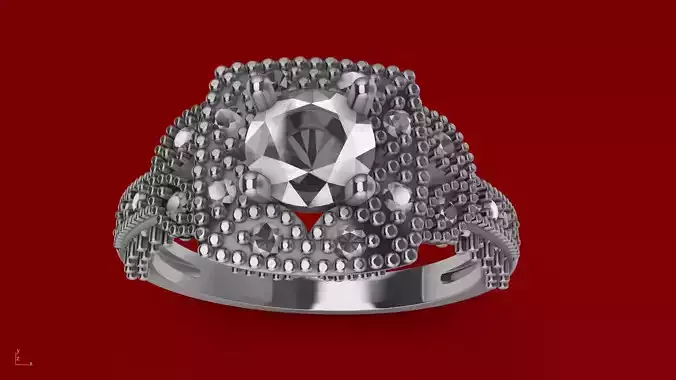 bead diamond set engagement ring stl verified 