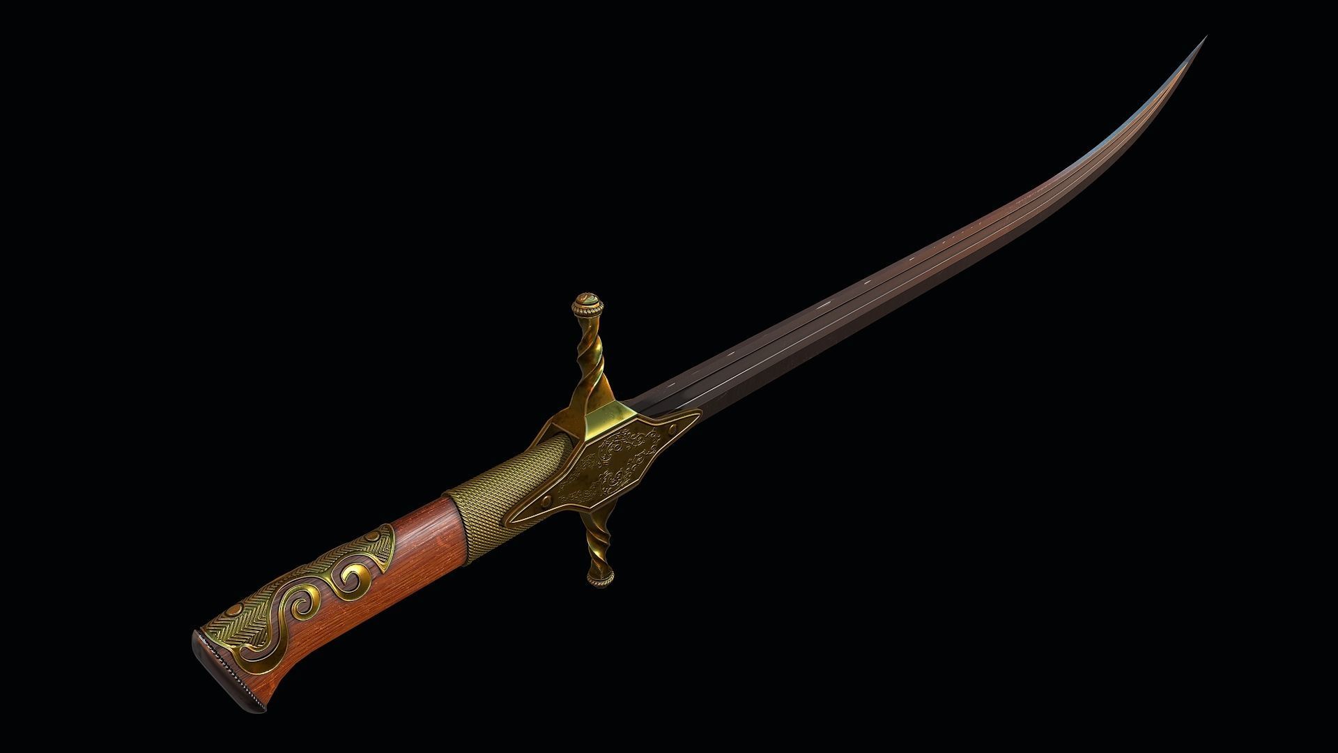 Karabela sabre Low-poly 3D model_5