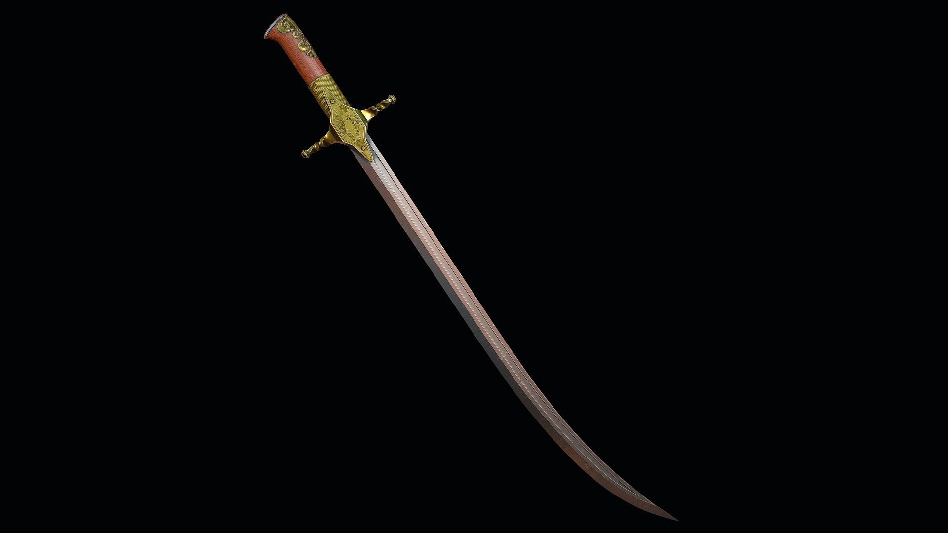 Karabela sabre Low-poly 3D model_10