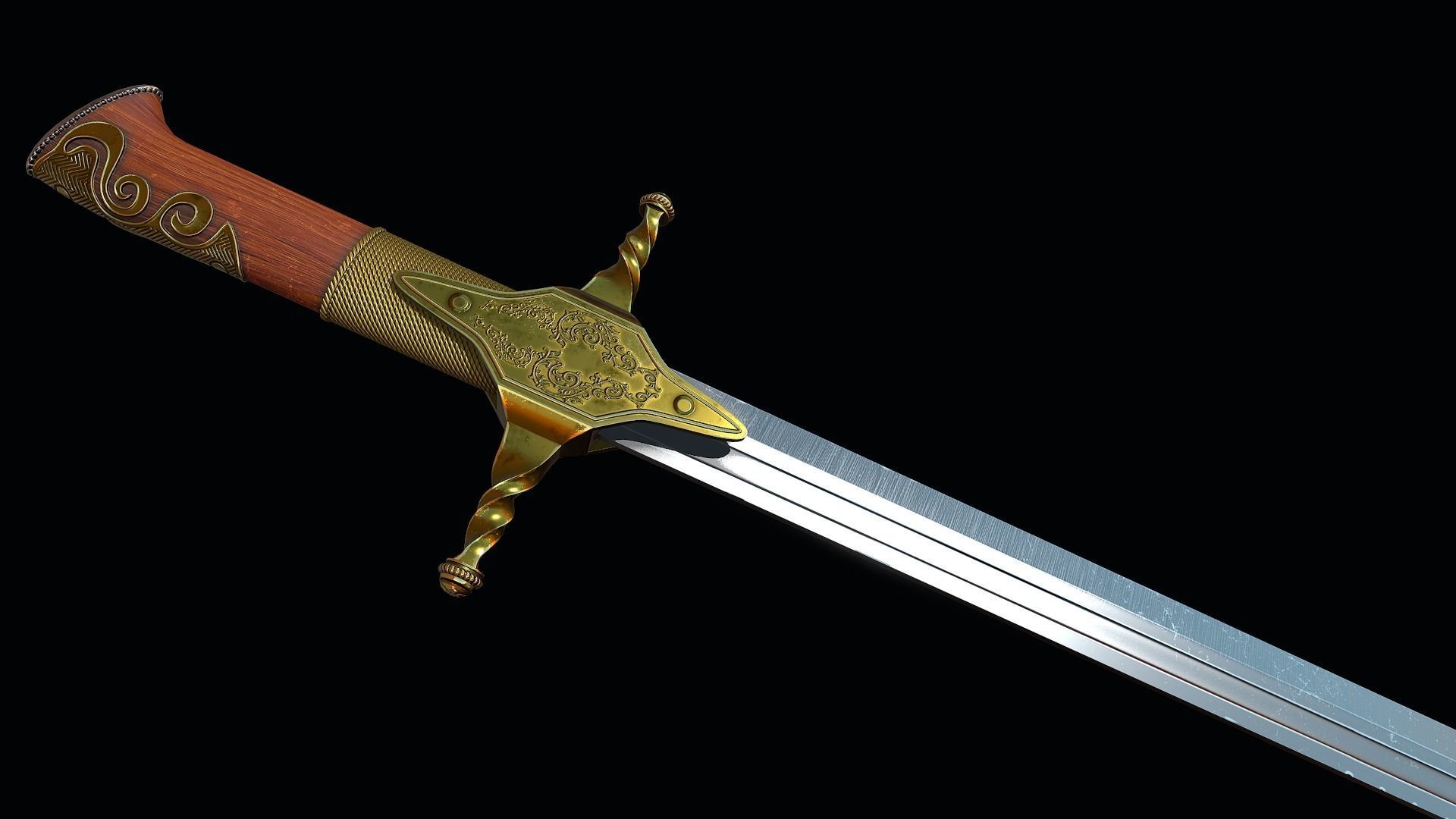 Karabela sabre Low-poly 3D model_9