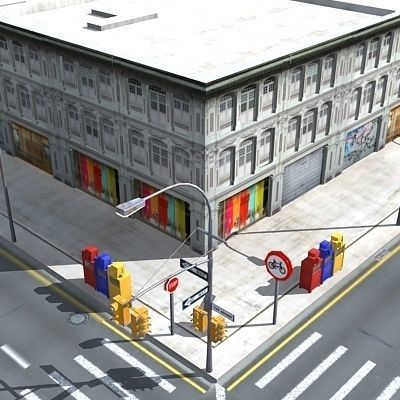 low poly city block 23 Low-poly 3D model_3