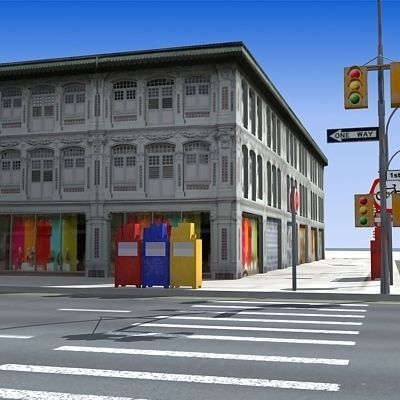 low poly city block 23 Low-poly 3D model_2
