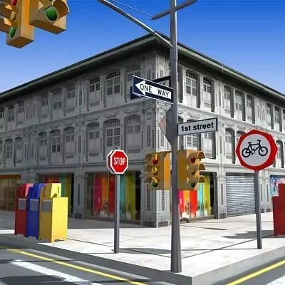 low poly city block 23 Low-poly 3D model_0