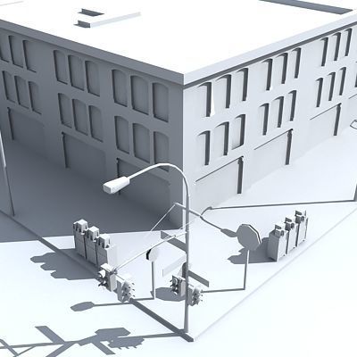 low poly city block 23 Low-poly 3D model_1