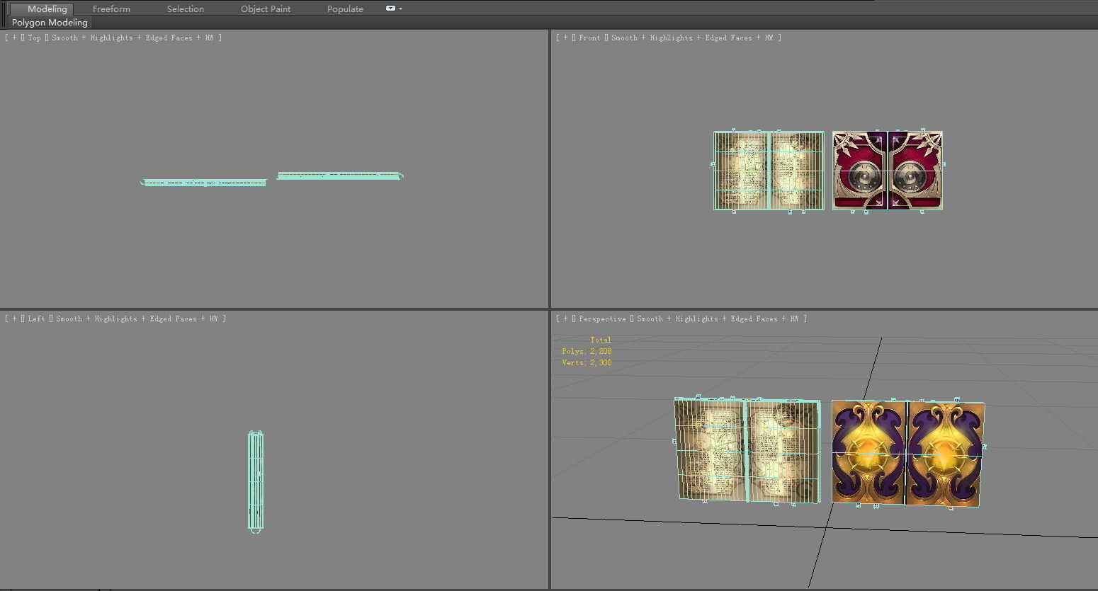 two magic books Low-poly 3D model_4