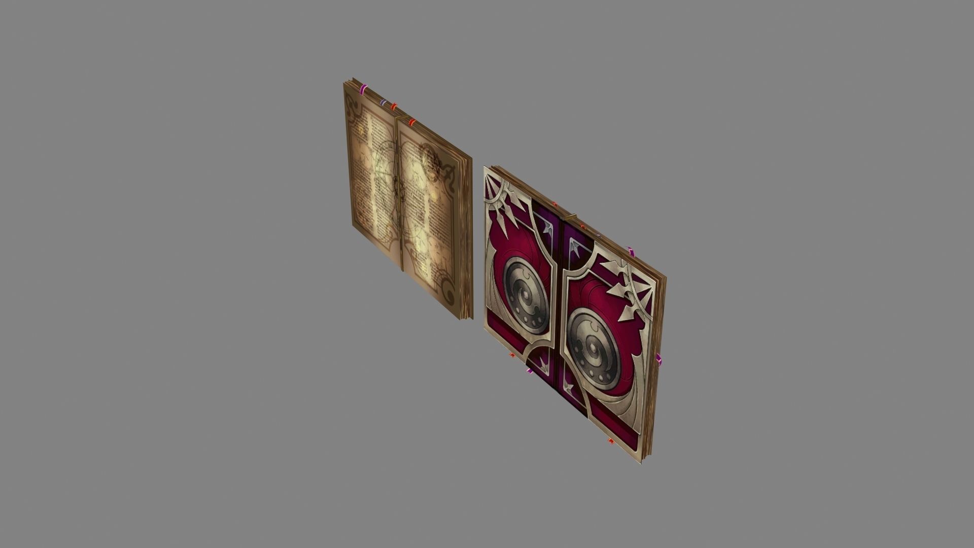 two magic books Low-poly 3D model_1