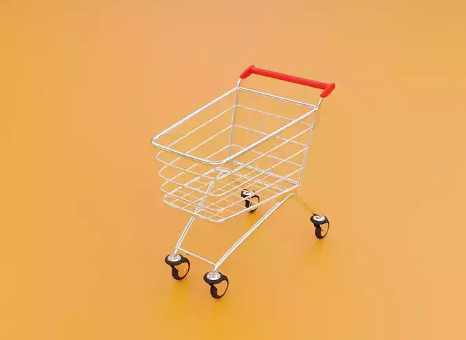 Cartoon type Shopping Cart Low-poly 3D model