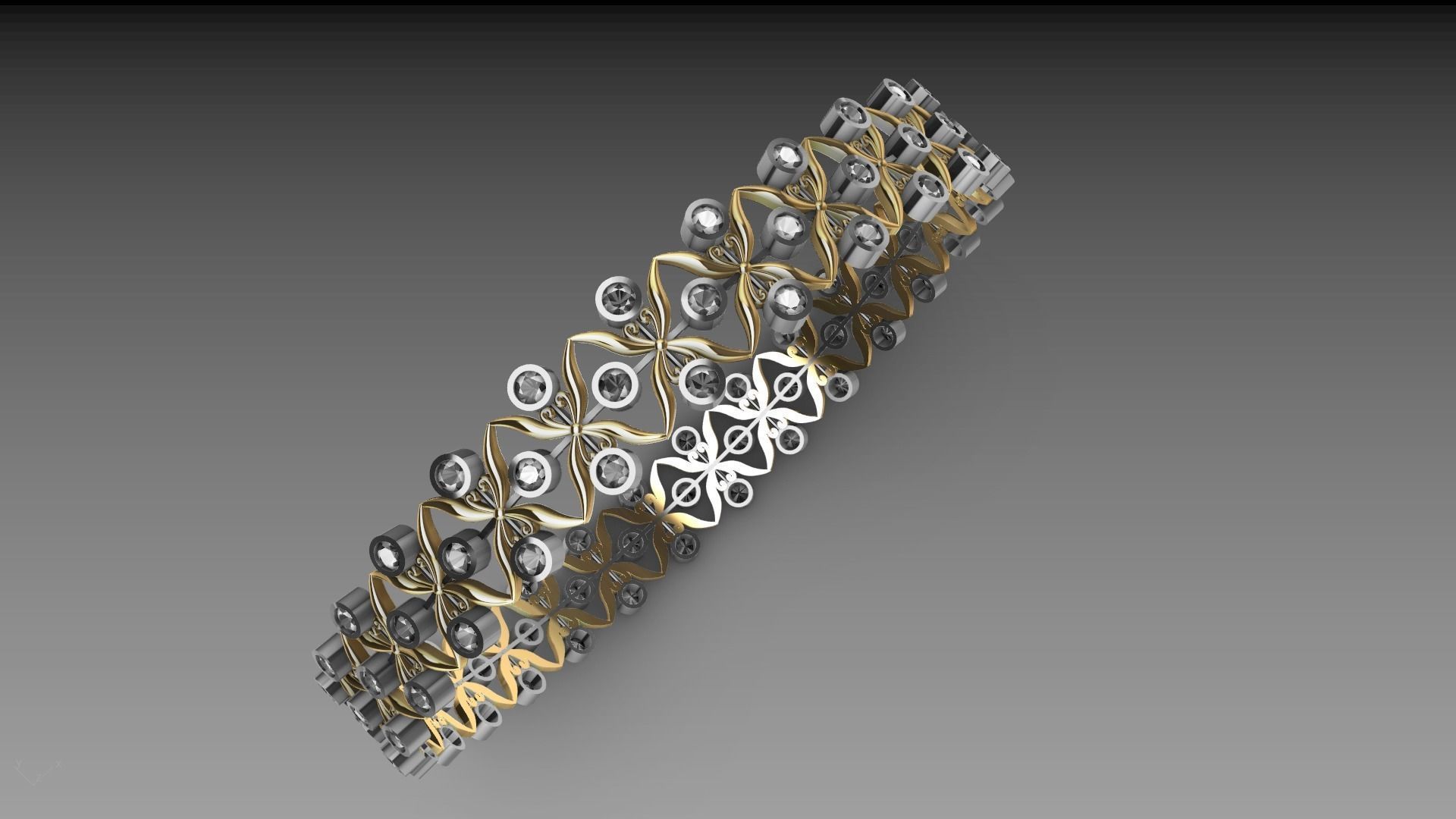 bangle diamond butterfly stl verified  3D print model_13