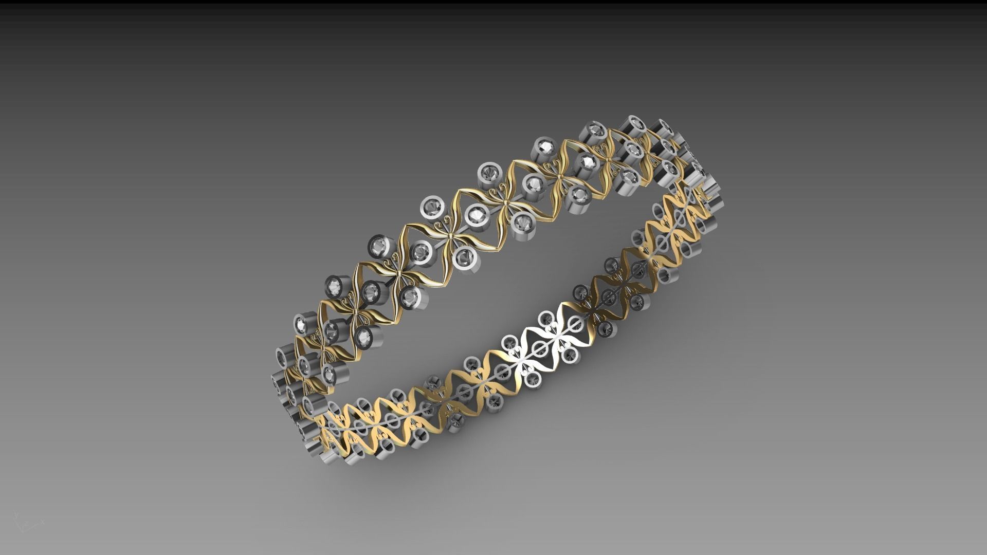 bangle diamond butterfly stl verified  3D print model_10