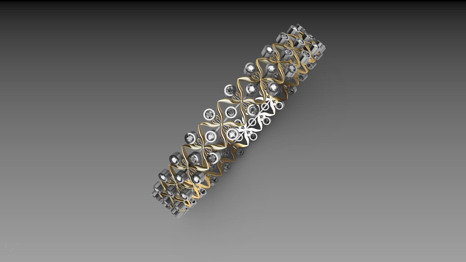 bangle diamond butterfly stl verified  3D print model_9