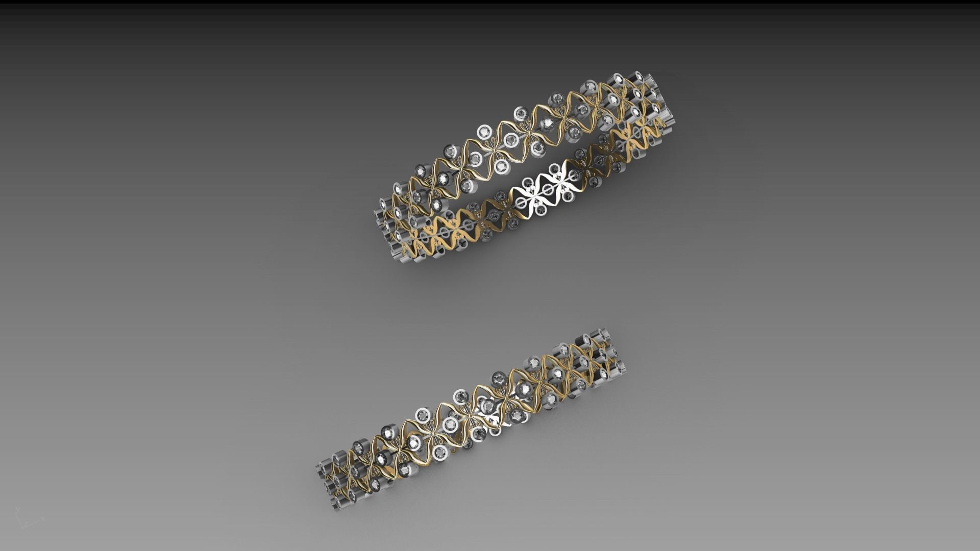 bangle diamond butterfly stl verified  3D print model_24