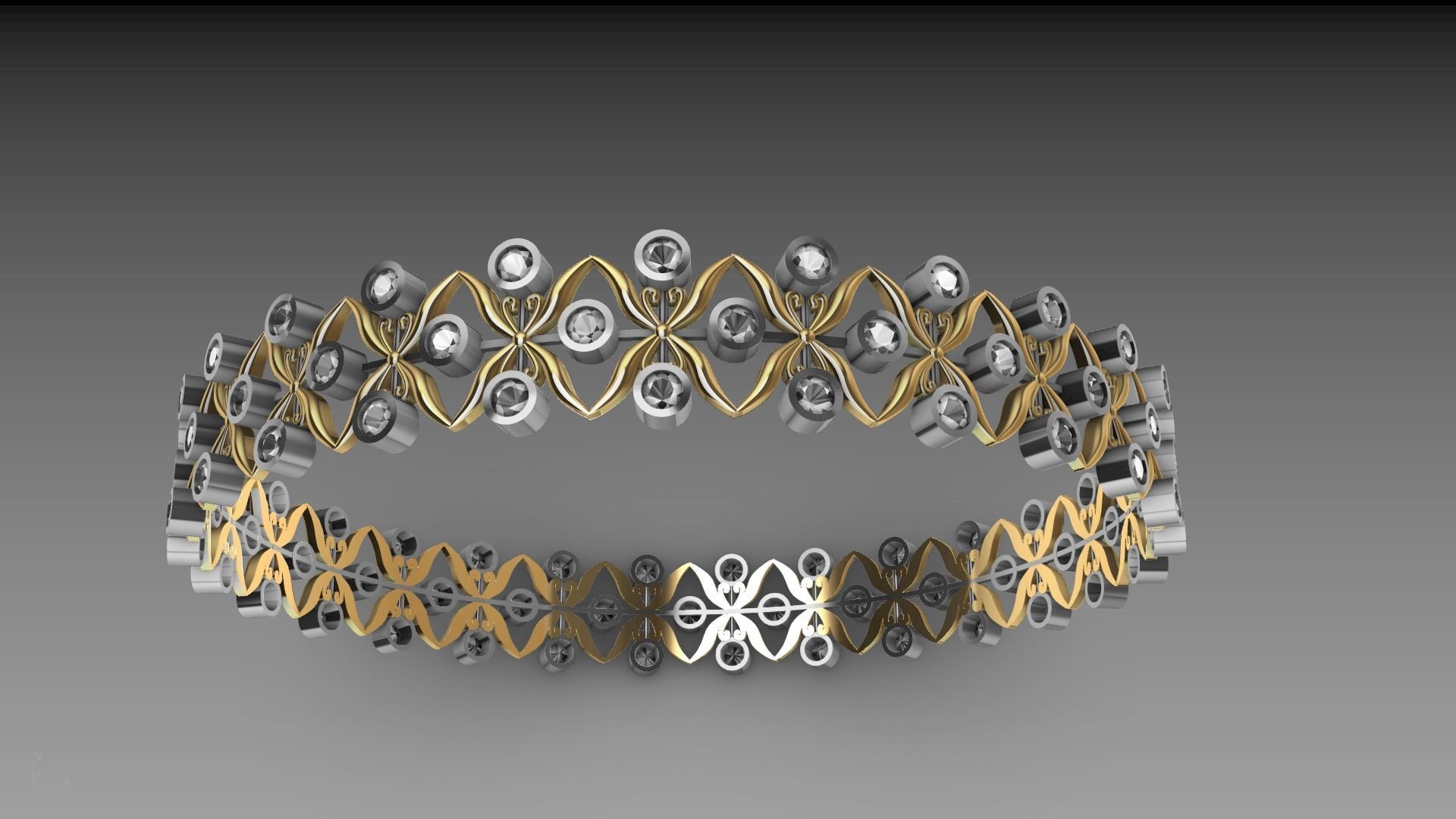 bangle diamond butterfly stl verified  3D print model_12