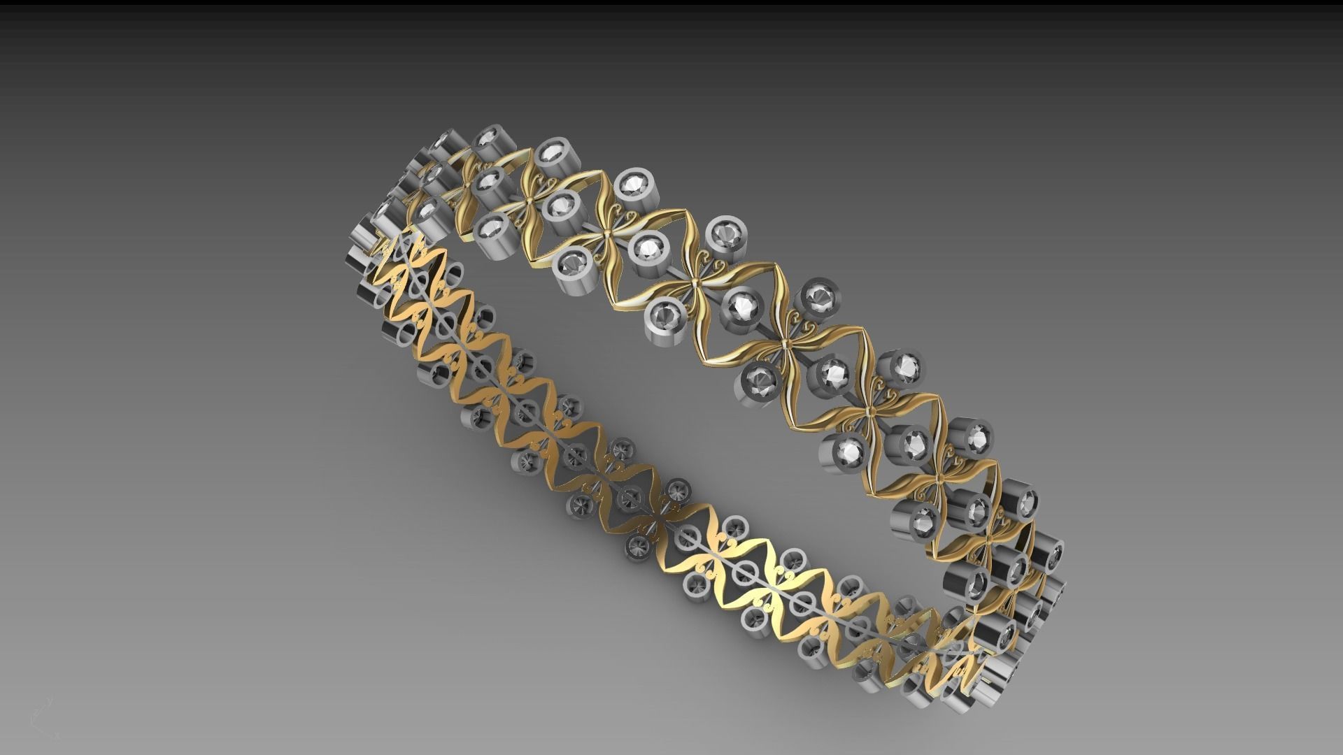 bangle diamond butterfly stl verified  3D print model_14