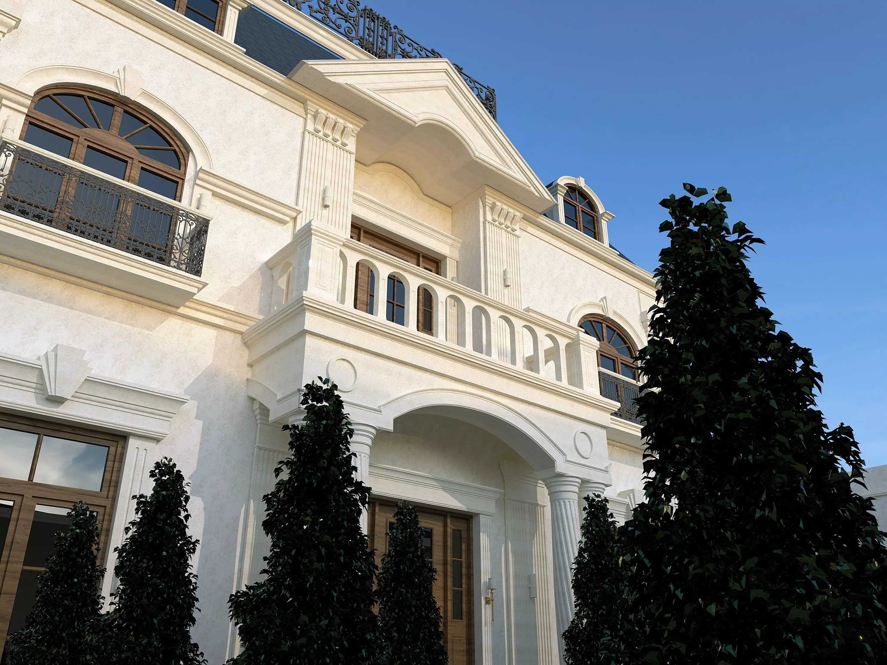 fashionable classic exterior house 3D model_0