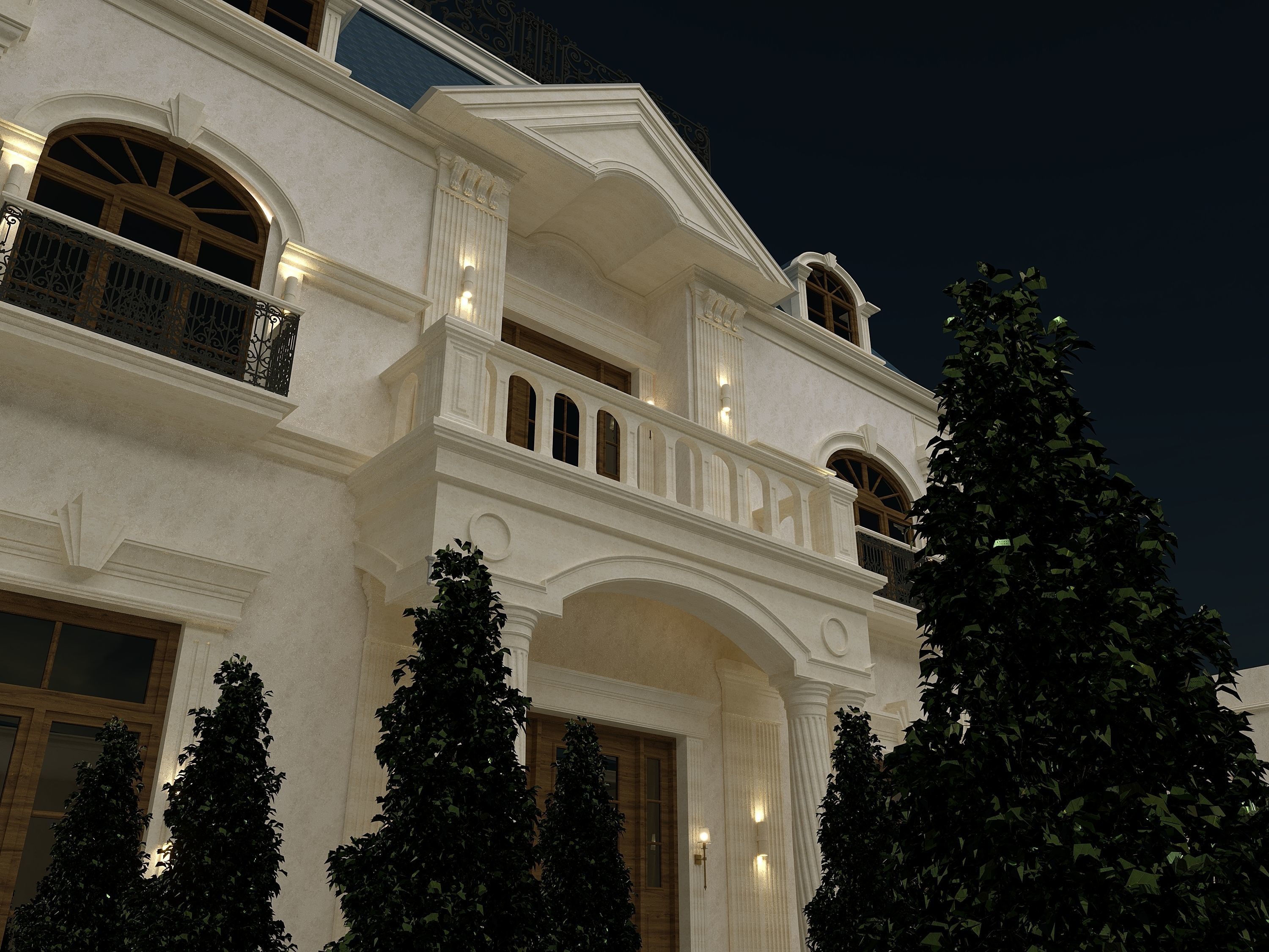 fashionable classic exterior house 3D model_1
