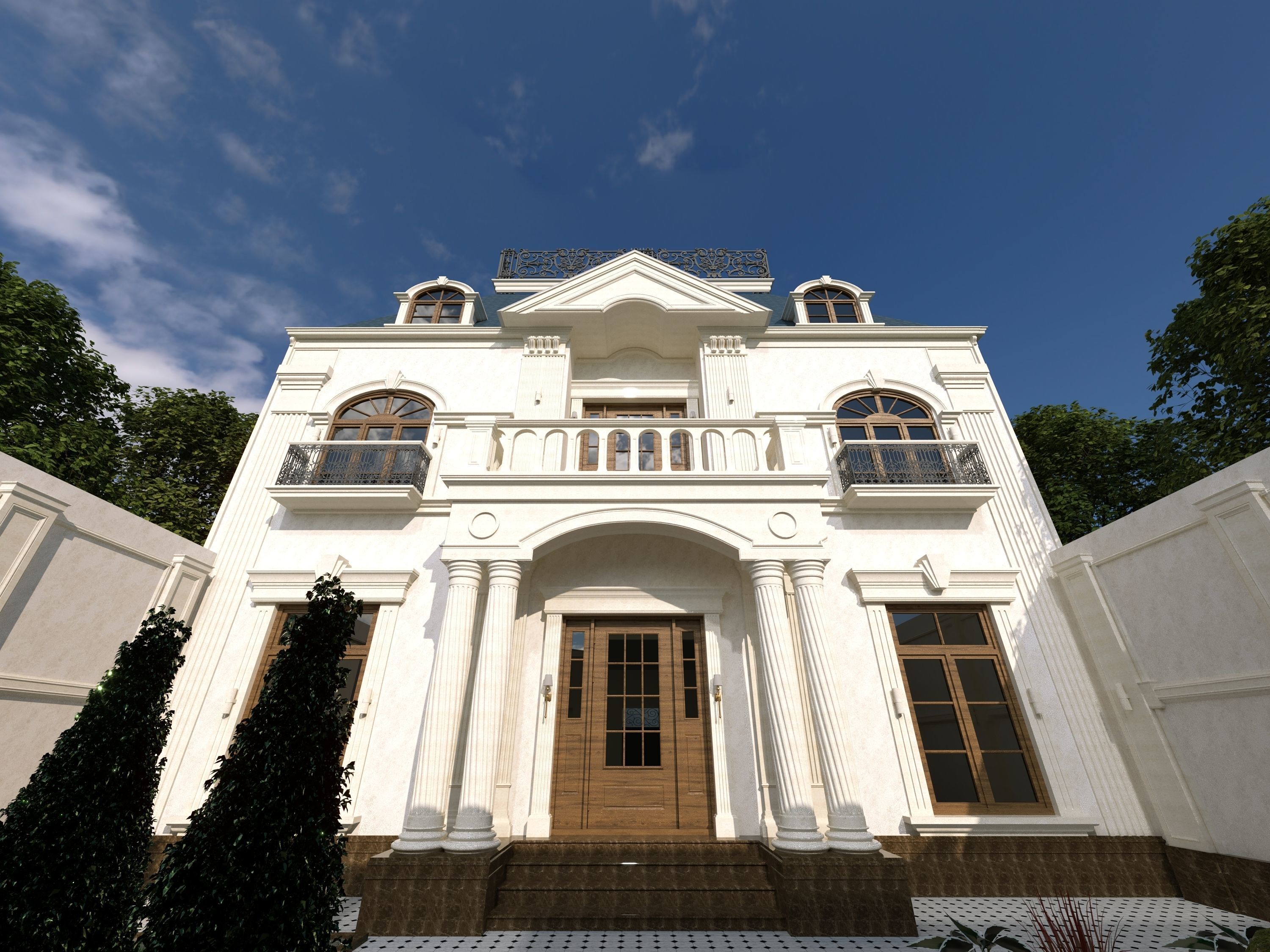 fashionable classic exterior house 3D model_8