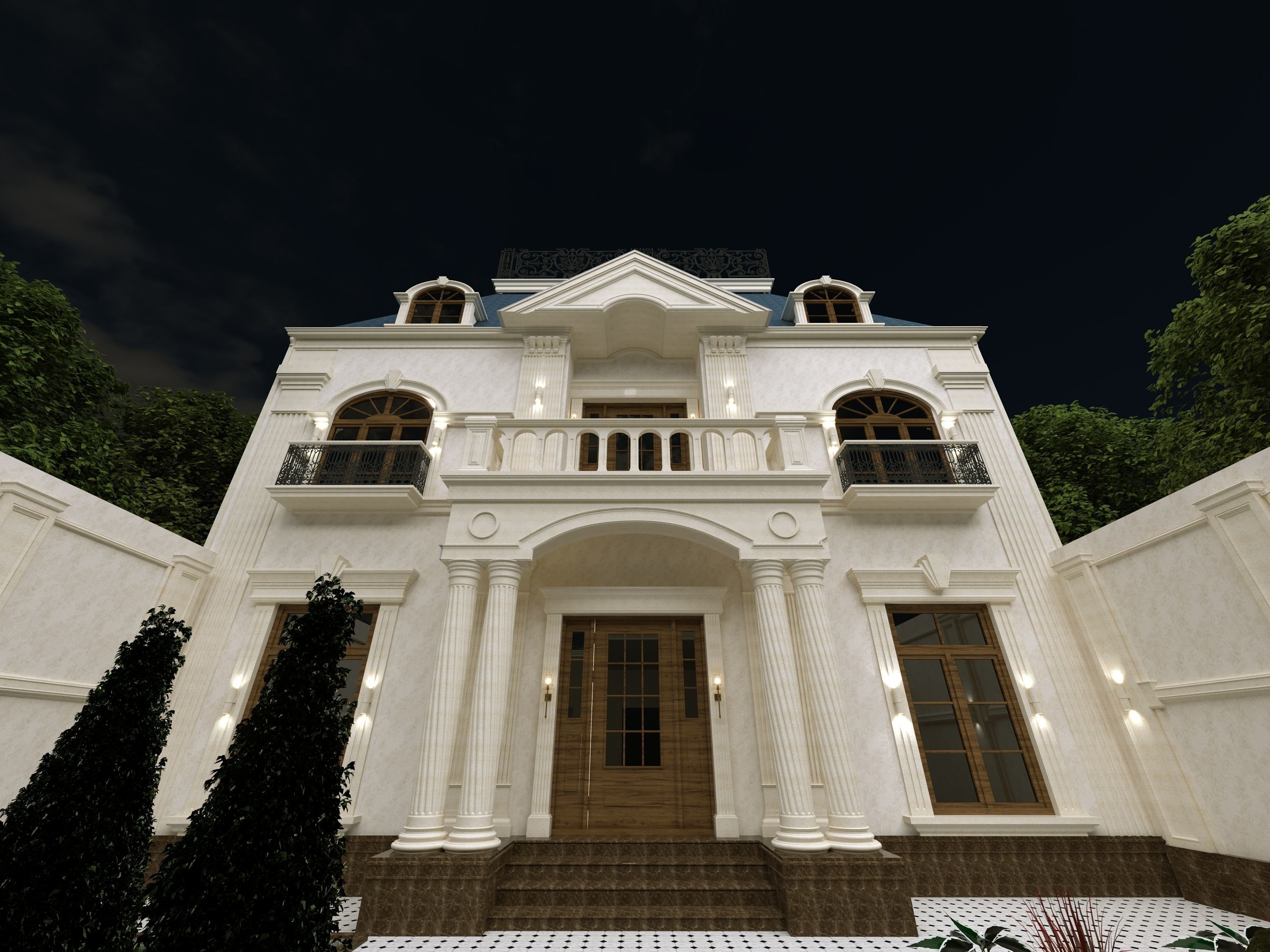 fashionable classic exterior house 3D model_7