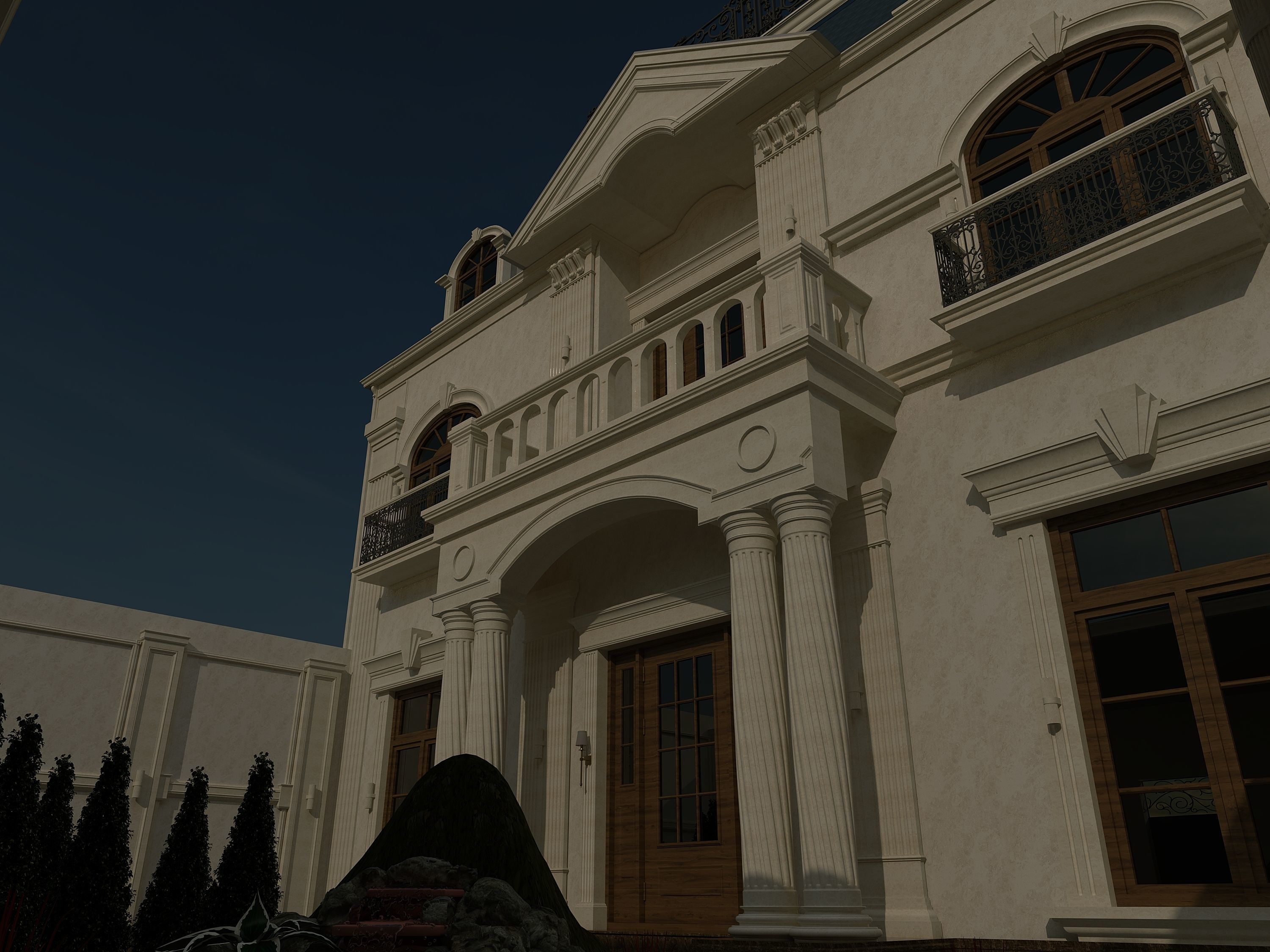 fashionable classic exterior house 3D model_3