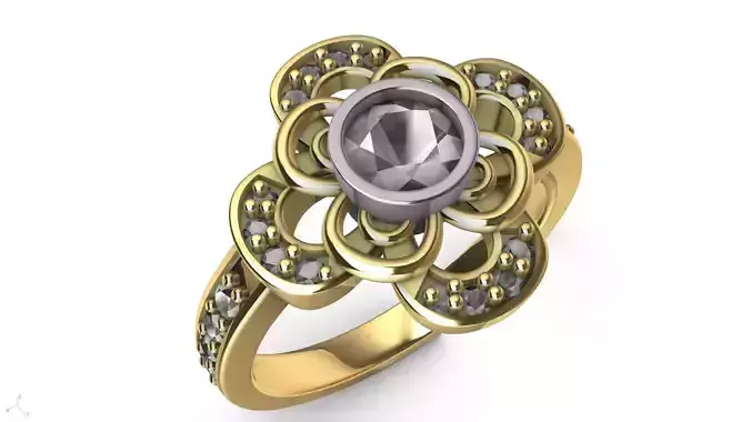 4 petal flower diamond ring stl verified 