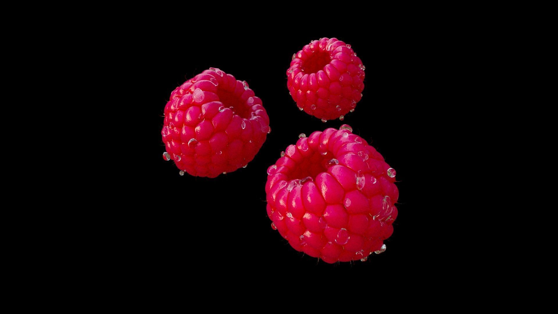 Raspberry three raspberries 3D model_5