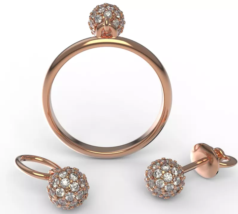 Ball Earring Studs Pendant Ring 5mm 3D print model