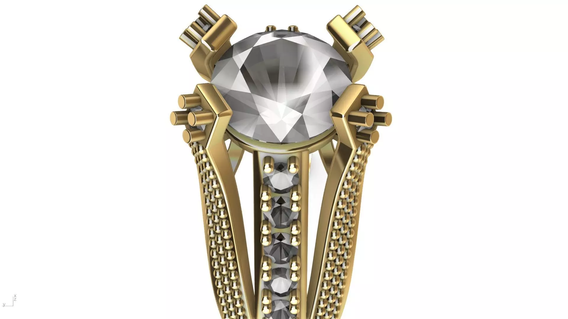 3 line diamond milgrain ring stl verified 3D print model