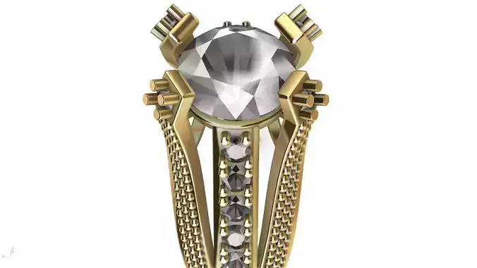3 line diamond milgrain ring stl verified  3D print model