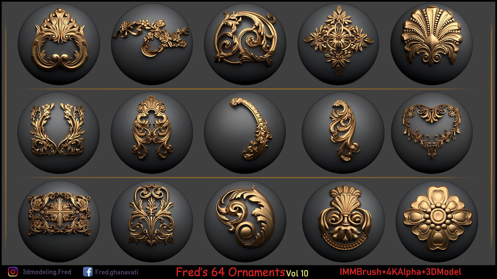 Fred ORNAMENT BRUSH Vol 10 -IMMBRUSH-3DMODELS-4kAlpha Low-poly 3D model_1