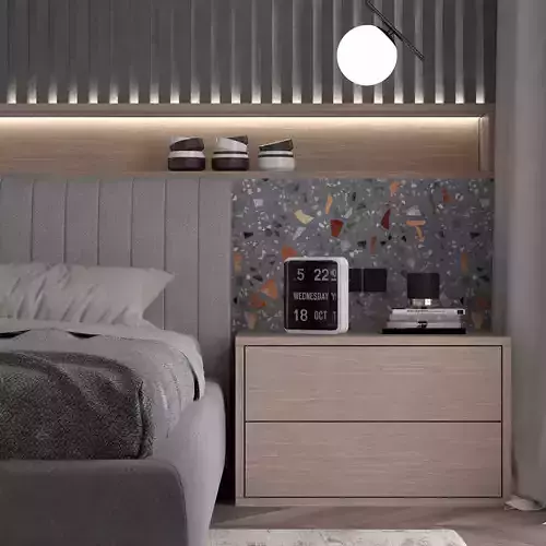 Realistic Gray Bedroom