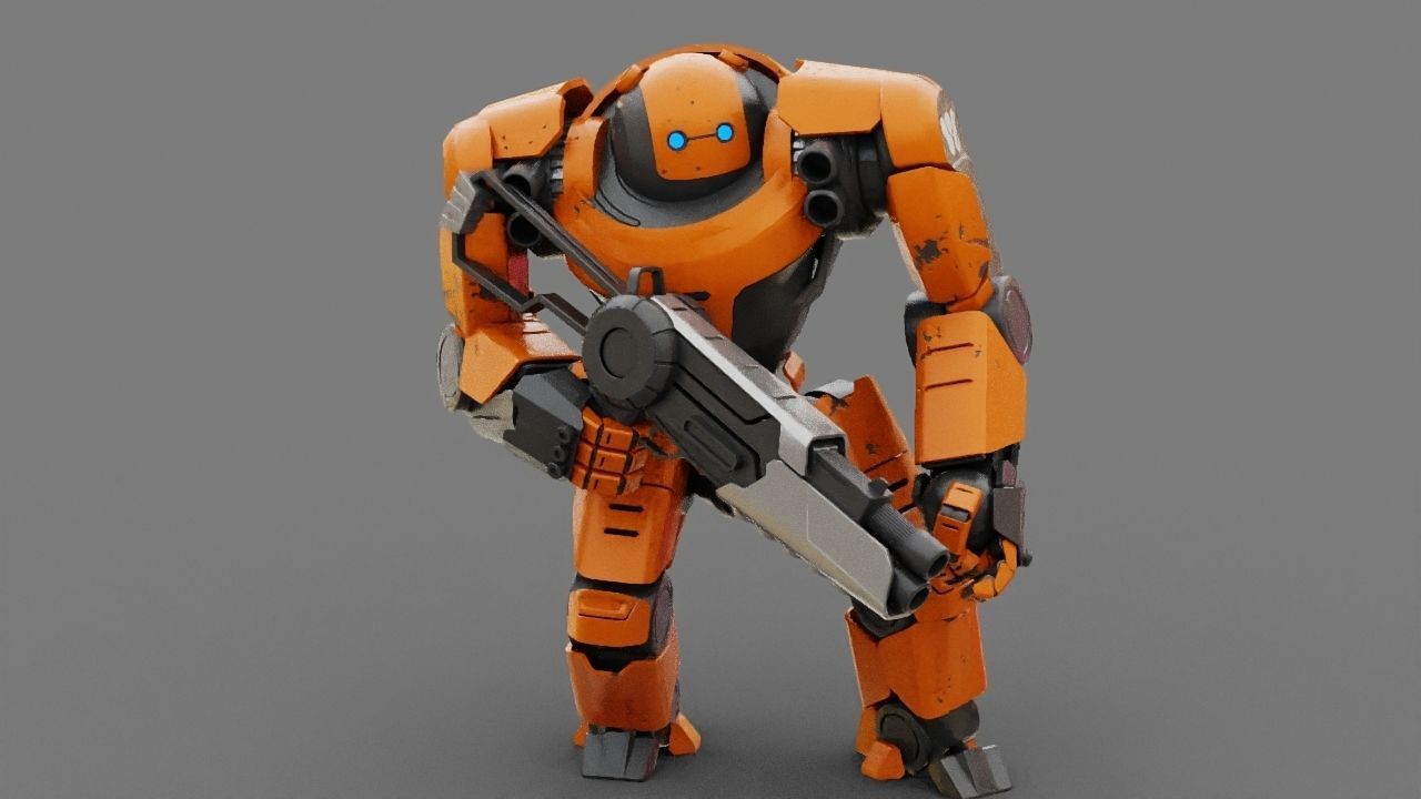 Doom Fighter Rigged character 3D model_13