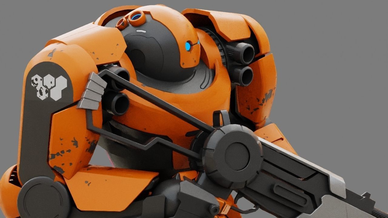 Doom Fighter Rigged character 3D model_23