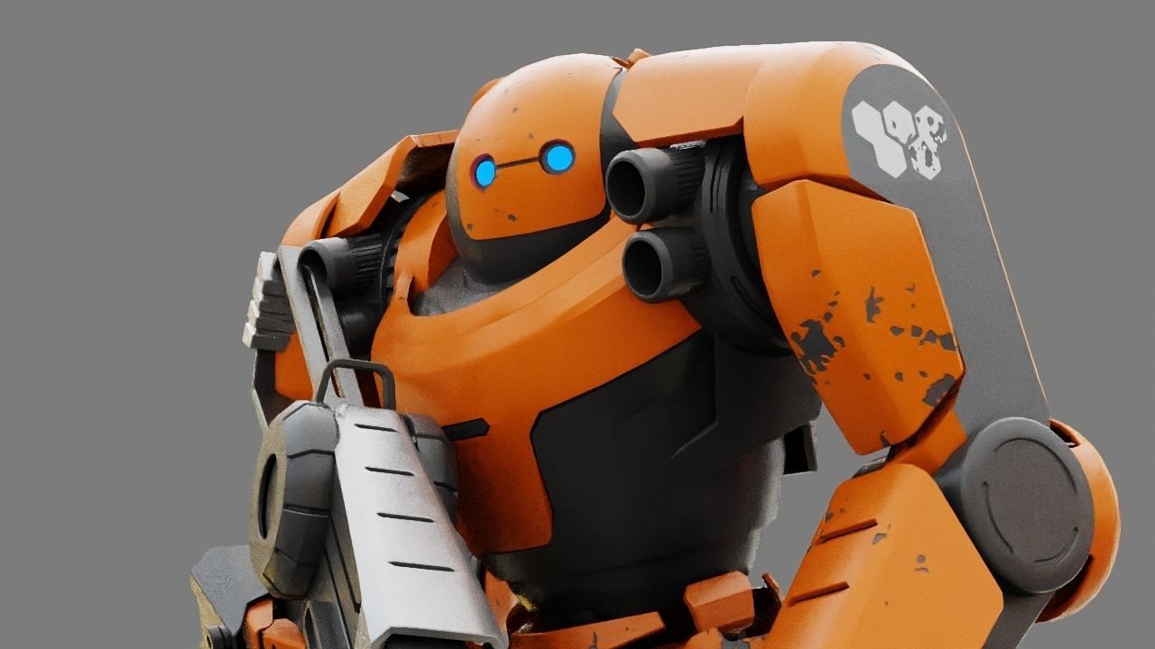 Doom Fighter Rigged character 3D model_21