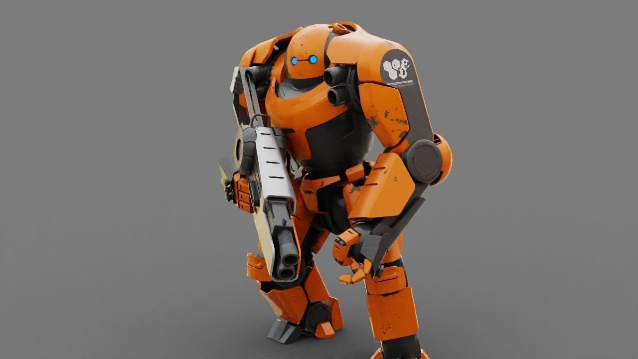 Doom Fighter Rigged character 3D model_11
