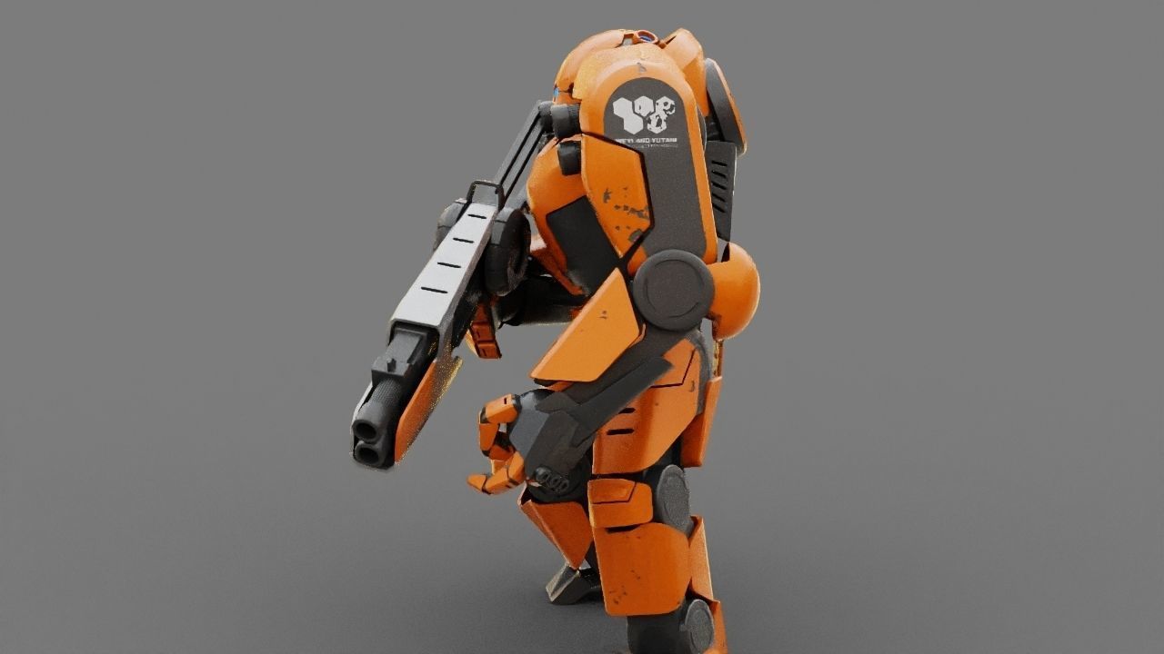 Doom Fighter Rigged character 3D model_10