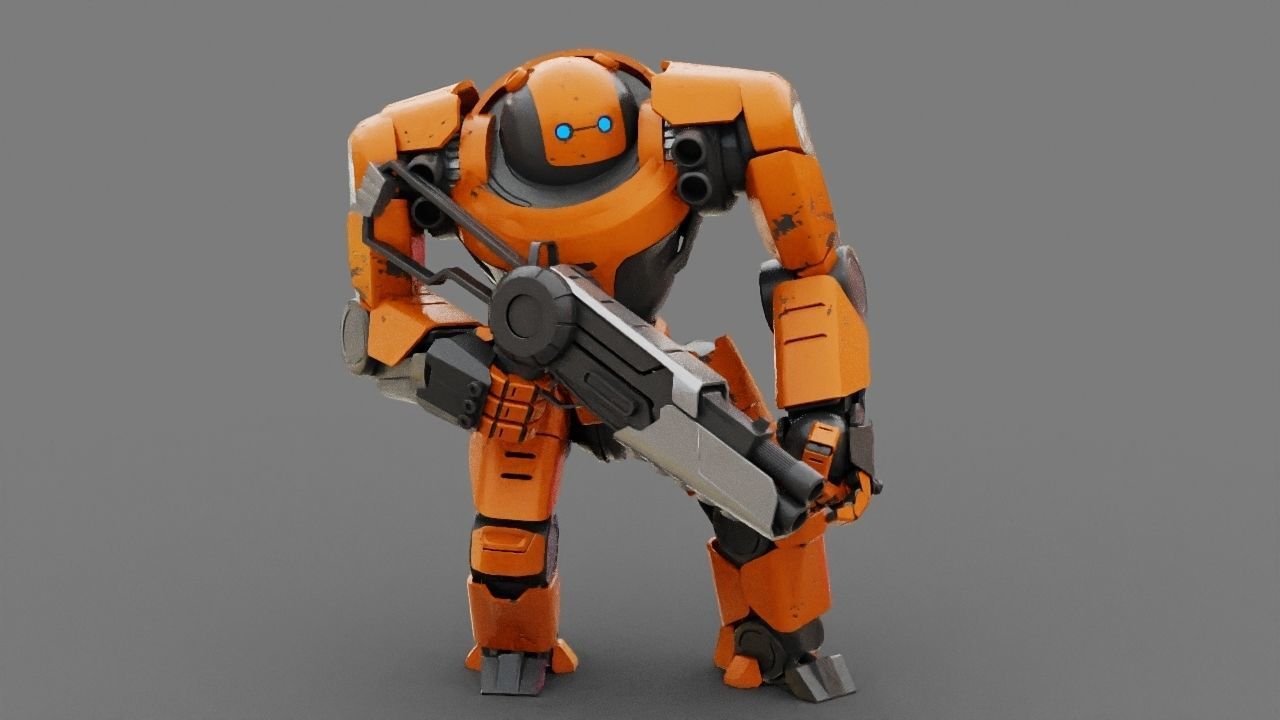 Doom Fighter Rigged character 3D model_1