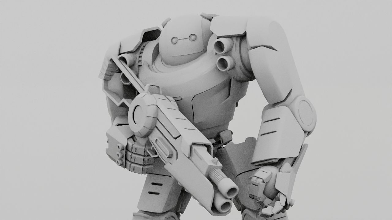 Doom Fighter Rigged character 3D model_27