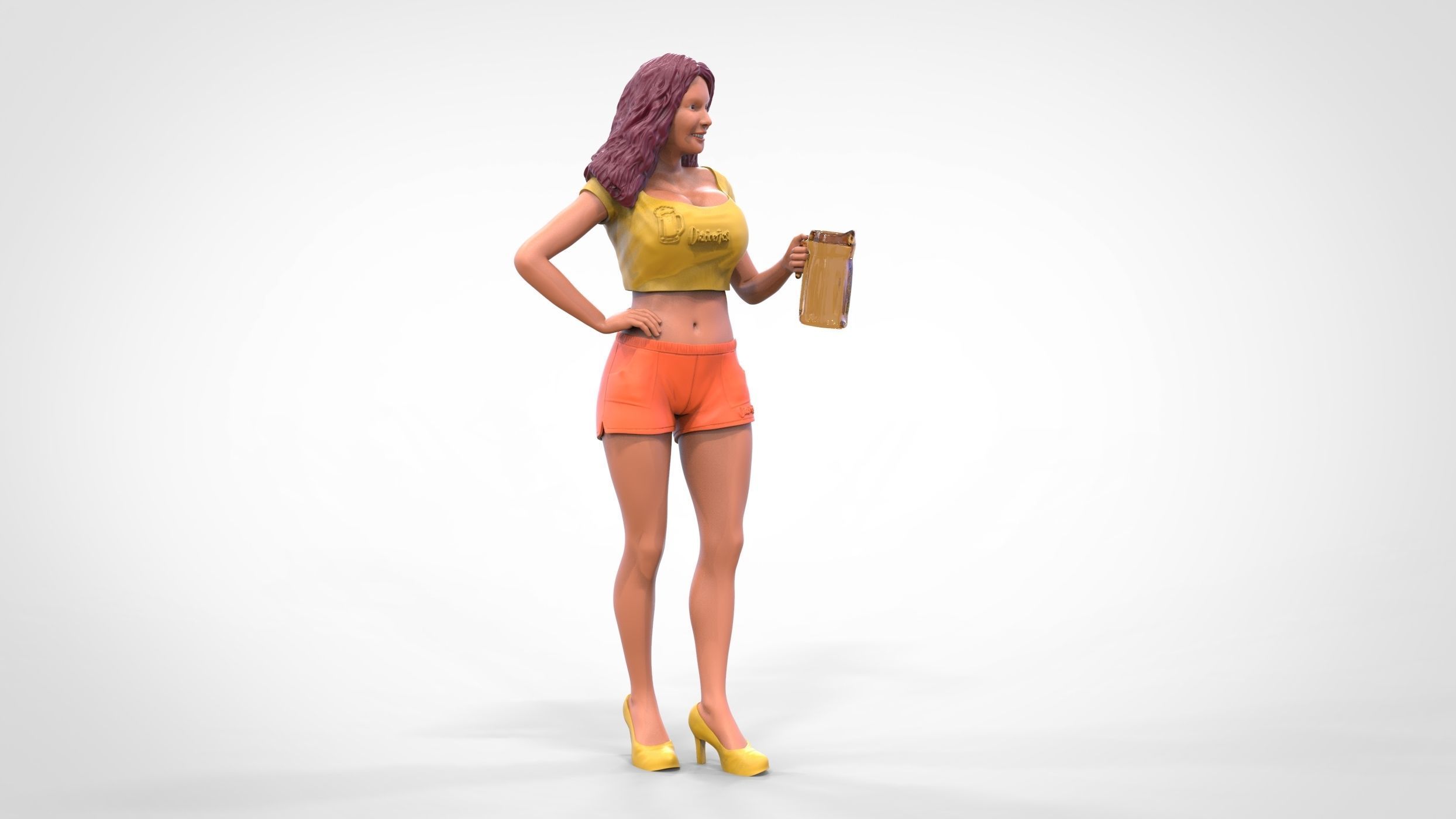 N6 Hooter waitress with beer 3D print model_24
