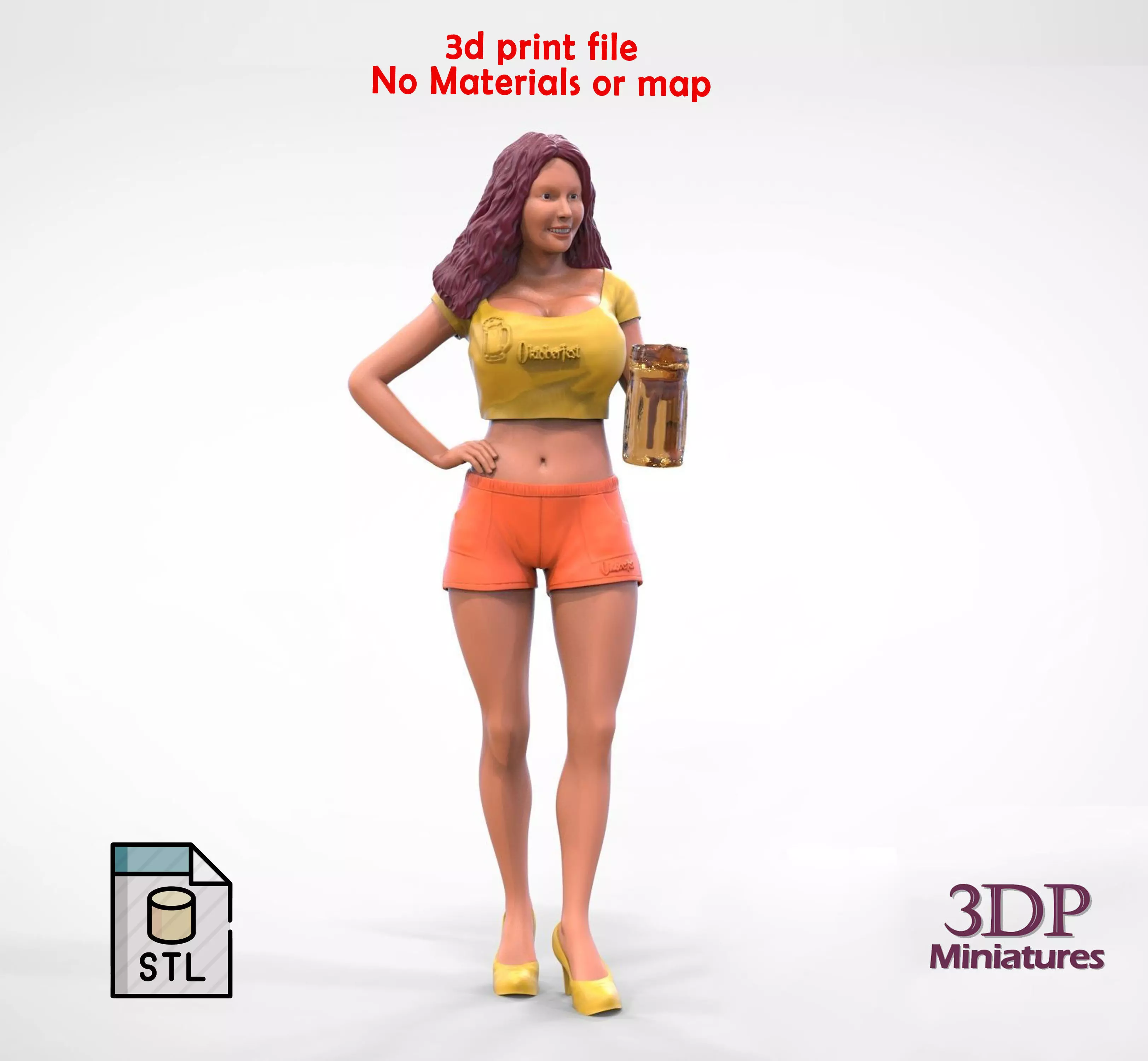 N6 Hooter waitress with beer 3D print model_0