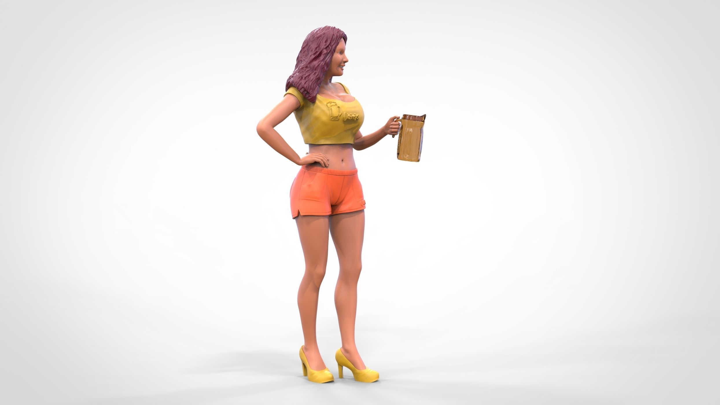 N6 Hooter waitress with beer 3D print model_23