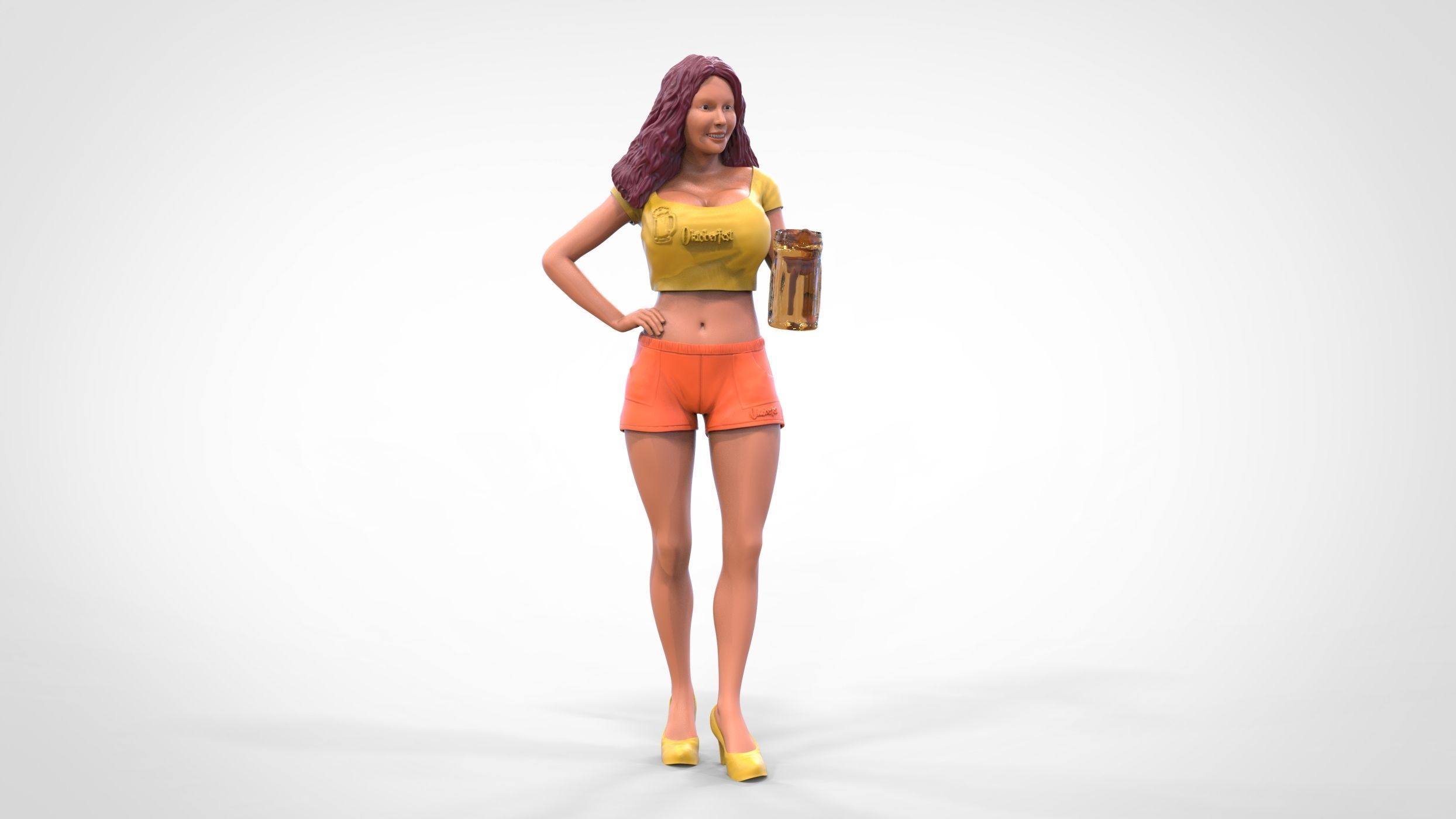 N6 Hooter waitress with beer 3D print model_2