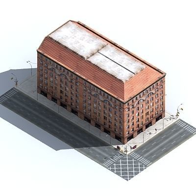 Low poly city block 26 Low-poly 3D model_2