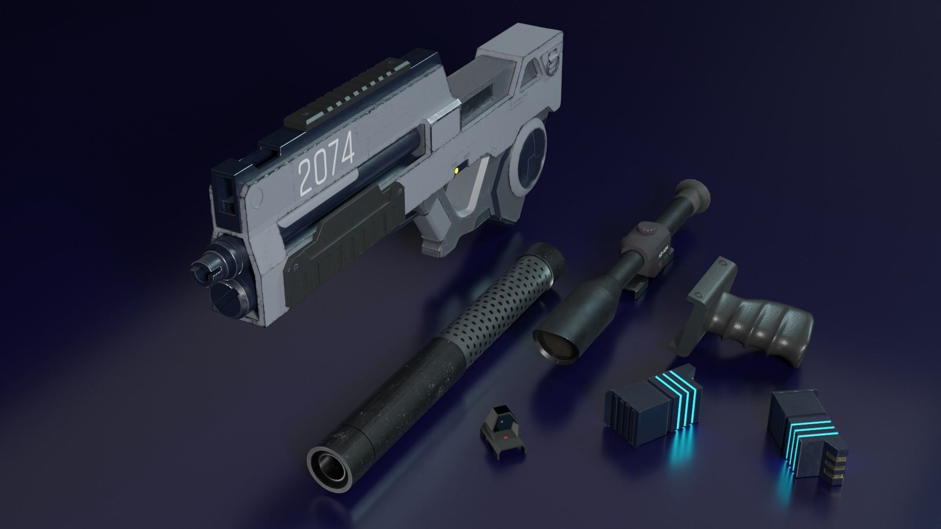 AK2074 Lowpoly PBR Game ready model SCI FI Low-poly 3D model_3