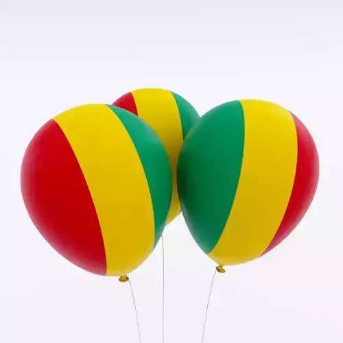 Guinea country flag balloon 3d model  Low-poly 3D model